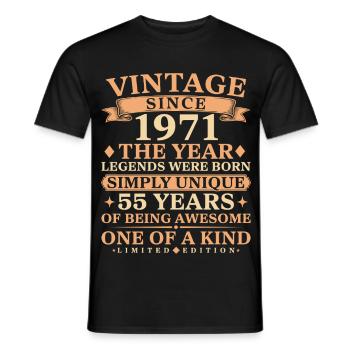 Vintage since 1971 Unique 55th Birthday - Männer T-Shirt - Schwarz - Vorne - AI Model Male 178 light (178cm)