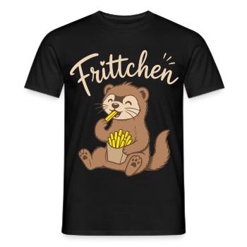 Frittchen - Frettchen mit Fritten - Pommes Frites - Männer T-Shirt - Schwarz - Vorne - AI Model Male 178 light (178cm)