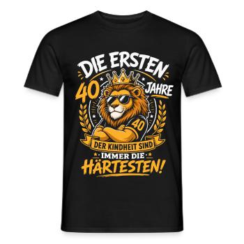 Die ersten 40 Jahre sind hart - Männer T-Shirt - Schwarz - Vorne - AI Model Male 178 light (178cm)
