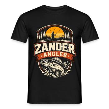Zander Angler Geburtstags-Shirt - Männer T-Shirt - Schwarz - Vorne - AI Model Male 178 light (178cm)