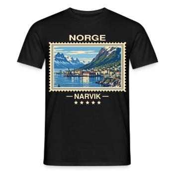 Norwegen Narvik Vintage Reisemarke - Männer T-Shirt - Schwarz - Vorne - AI Model Male 178 light (178cm)
