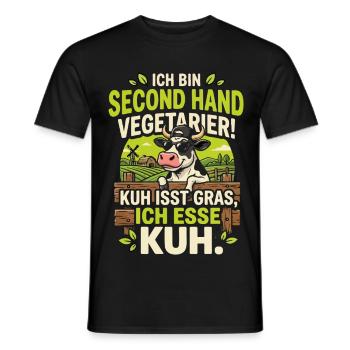 Ich bin Second Hand Vegetarier! - Männer T-Shirt - Schwarz - Vorne - AI Model Male 178 light (178cm)