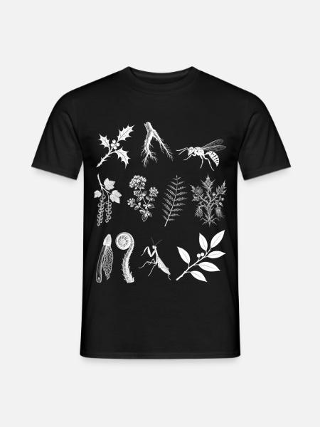 Kräuter & Farn & Fangschrecke - Dark Botanical - Männer T-Shirt - Schwarz