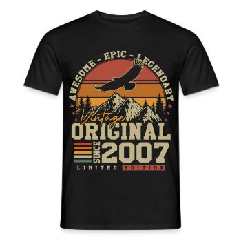 Original 2007 Jahrgang Vintage Geburtstag Retro - Männer T-Shirt - Schwarz - Vorne - AI Model Male 178 light (178cm)