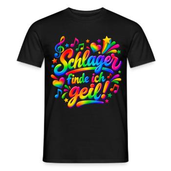Schlager Finde ich geil - Männer T-Shirt - Schwarz - Vorne - AI Model Male 178 light (178cm)