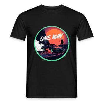 Einweg-Retro Cyber Samurai JDM Streetwear - Männer T-Shirt - Schwarz - Vorne - AI Model Male 178 light (178cm)