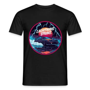 Blitzschlag Tokio Outrun - Männer T-Shirt - Schwarz - Vorne - AI Model Male 178 light (178cm)