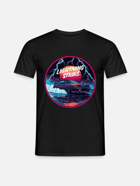 Blitzschlag Tokio Outrun - Männer T-Shirt - Schwarz