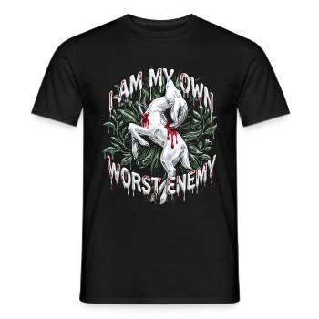 Ich bin mein eigener schlimmster Feind – dunkle, edgy Streetwear - Männer T-Shirt - Schwarz - Vorne - AI Model Male 178 light (178cm)