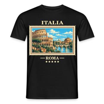 Italien Rom Vintage Reisemarke - Männer T-Shirt - Schwarz - Vorne - AI Model Male 178 light (178cm)
