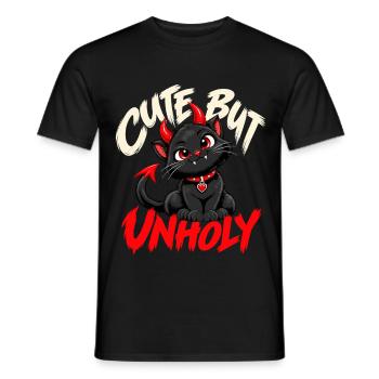 Cute But Unholy Schwarze Katze Gothic - Männer T-Shirt - Schwarz - Vorne - AI Model Male 178 light (178cm)