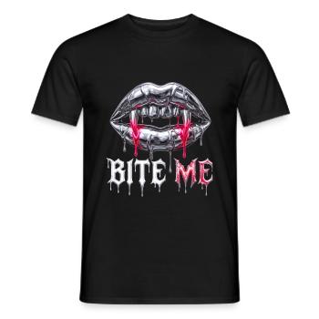 Bite Me – Y2K Liquid Chrome Edgy Streetwear - Männer T-Shirt - Schwarz - Vorne - AI Model Male 178 light (178cm)