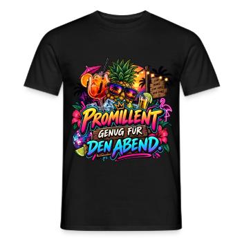Promillent genug für den Abend Party Spruch - Männer T-Shirt - Schwarz - Vorne - AI Model Male 178 light (178cm)
