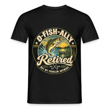 O-Fish-Ally Retired 2026 for Fisherman Fishing  - Männer T-Shirt - Schwarz - Vorne - AI Model Male 178 light (178cm)