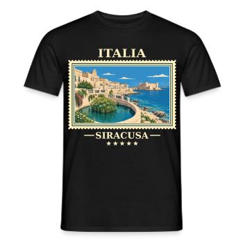 Italien Syrakus Vintage Reisemarke - Männer T-Shirt - Schwarz - Vorne - AI Model Male 178 light (178cm)