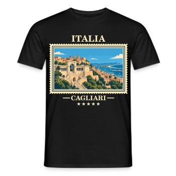 Italien Cagliari Vintage Reisemarke - Männer T-Shirt - Schwarz - Vorne - AI Model Male 178 light (178cm)