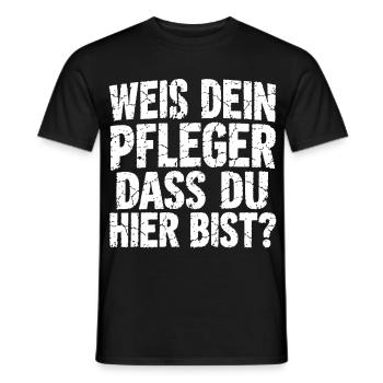 Weis dein Pfleger dass du hier bist? - Männer T-Shirt - Schwarz - Vorne - AI Model Male 178 light (178cm)