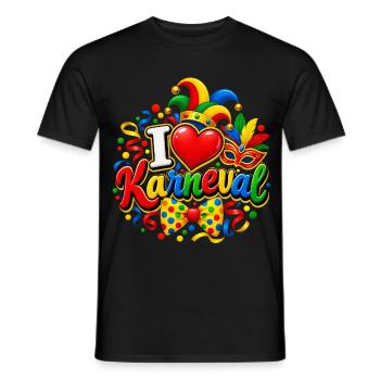Karneval , I Love Karneval  - Männer T-Shirt - Schwarz - Vorne - AI Model Male 178 light (178cm)