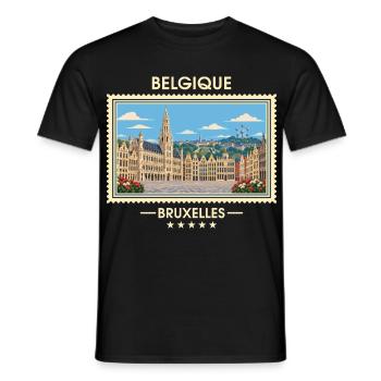 Belgien Brüssel Vintage Reisemarke - Männer T-Shirt - Schwarz - Vorne - AI Model Male 178 light (178cm)