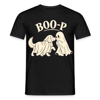 Boo-P Dog Ghost Halloween Retro Dog Lover Gift - Männer T-Shirt - Schwarz - Vorne - AI Model Male 178 light (178cm)