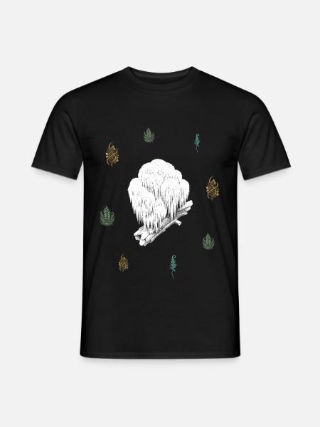 Pilz & Beerenranke & Farn - Botanik - Männer T-Shirt - Schwarz