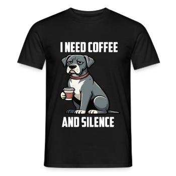I Need Coffee and Silence Deutsche Dogge Doggen  - Männer T-Shirt - Schwarz - Vorne - AI Model Male 178 light (178cm)