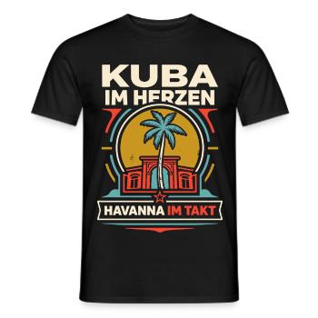Kuba im Herzen Havanna im Takt - Männer T-Shirt - Schwarz - Vorne - AI Model Male 178 light (178cm)