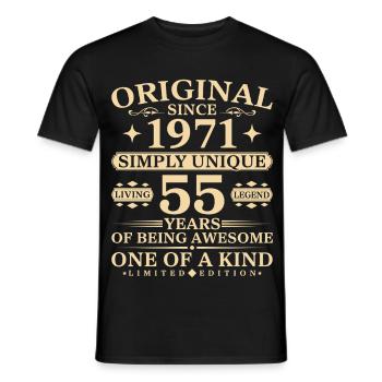 Original since 1971 Unique 55th Birthday - Männer T-Shirt - Schwarz - Vorne - AI Model Male 178 light (178cm)