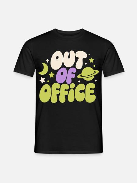 Out of Office – Weltraum-Spruch - Männer T-Shirt - Schwarz