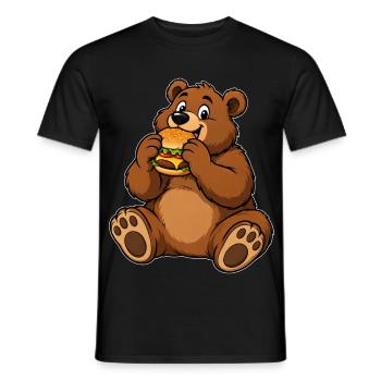 Lustiger Bär mit Burger – Burger Liebe - Männer T-Shirt - Schwarz - Vorne - AI Model Male 178 light (178cm)