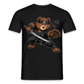 Ninja Bär mit Katana – Samurai Kämpfer - Männer T-Shirt - Schwarz - Vorne - AI Model Male 178 light (178cm)