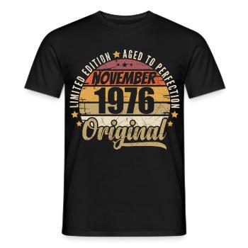 November 1976 Limited Edition Retro November 1976 - Männer T-Shirt - Schwarz - Vorne - AI Model Male 178 light (178cm)