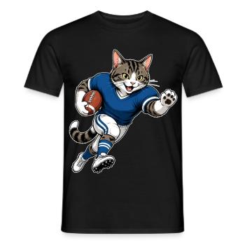 Football Katze – American Football Cat - Männer T-Shirt - Schwarz - Vorne - AI Model Male 178 light (178cm)