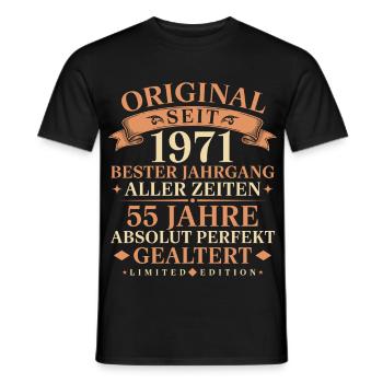 Original seit 1971 Jahrgang 55. Geburtstag - Männer T-Shirt - Schwarz - Vorne - AI Model Male 178 light (178cm)