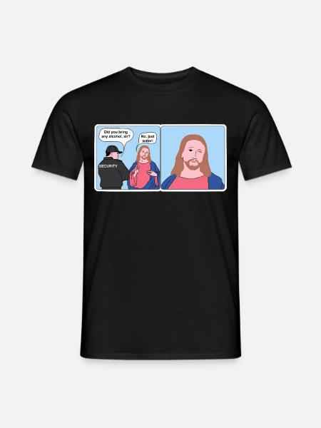 Jesus „Nur Wasser“ Meme - Männer T-Shirt - Schwarz