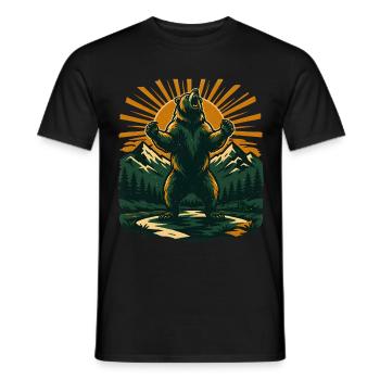 Wild Bear Mountain Forest – Vintage Natur - Männer T-Shirt - Schwarz - Vorne - AI Model Male 178 light (178cm)