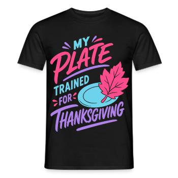Thanksgiving-Teller im Training - Männer T-Shirt - Schwarz - Vorne - AI Model Male 178 light (178cm)