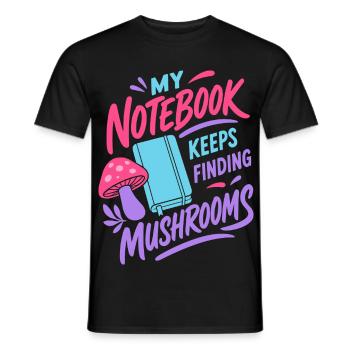 Notizbuch findet immer Pilze - Männer T-Shirt - Schwarz - Vorne - AI Model Male 178 light (178cm)