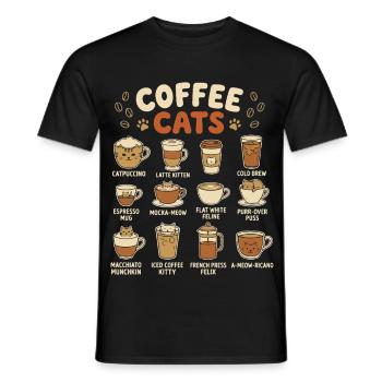 KaffeeKatzen Kollektion - Männer T-Shirt - Schwarz - Vorne - AI Model Male 178 light (178cm)