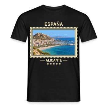 Spanien Alicante Vintage Reisemarke - Männer T-Shirt - Schwarz - Vorne - AI Model Male 178 light (178cm)