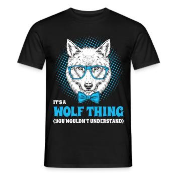 It's A Wolf Thing Hipster Wolf Brille Spruch - Männer T-Shirt - Schwarz - Vorne - AI Model Male 178 light (178cm)