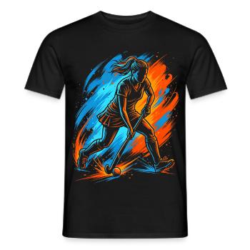 Hockey Floorball Damen Mädchen Kinder Feldhockey - Männer T-Shirt - Schwarz - Vorne - AI Model Male 178 light (178cm)