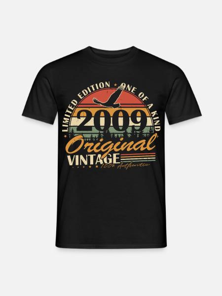 Original 2009 Jahrgang Vintage Geburtstag Retro - Männer T-Shirt - Schwarz