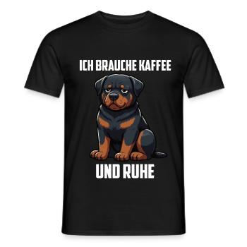 Ich Brauche Kaffee und Ruhe Rottweiler Rotti - Männer T-Shirt - Schwarz - Vorne - AI Model Male 178 light (178cm)