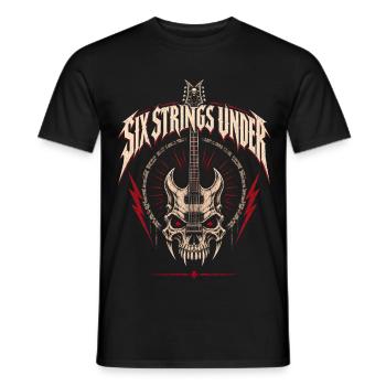 Six Strings Under – Metal Totenkopf Gitarre - Männer T-Shirt - Schwarz - Vorne - AI Model Male 178 light (178cm)