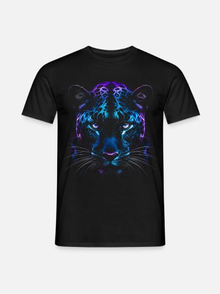 Blauer Lila-Wolkenleopard – Panther - Männer T-Shirt - Schwarz