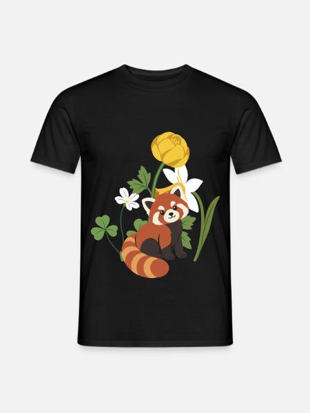 Roter Panda · Blumen · Natur - Männer T-Shirt - Schwarz