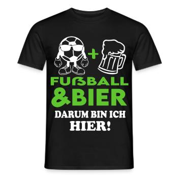 Fußball Fussball und Bier Darum bin ich hier - Männer T-Shirt - Schwarz - Vorne - AI Model Male 178 light (178cm)