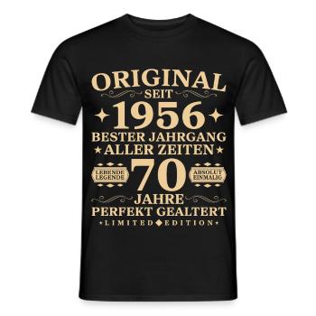 70 Jahre alt Geburtstag 1956 Jahrgang Geschenkidee - Männer T-Shirt - Schwarz - Vorne - AI Model Male 178 light (178cm)