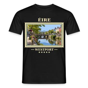 Irland Westport Vintage Reisemarke - Männer T-Shirt - Schwarz - Vorne - AI Model Male 178 light (178cm)